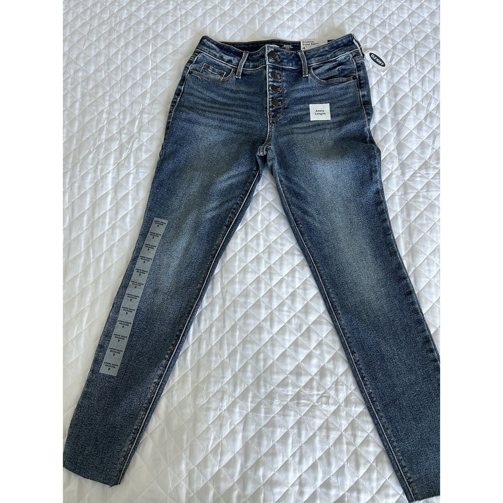 OLD NAVY Women's ROCKSTAR SUPER SKINNY Mid Rise Ankle Jeans Sz 4 New W/tags 0218